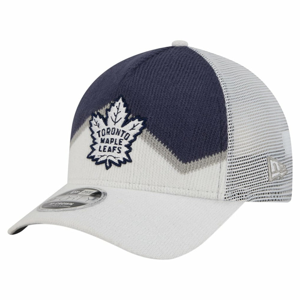 Toronto Maple Leafs - New Era Hockey Sock 9FORTY A-Frame M-Crown Adjustable Trucker Hat White/Blue