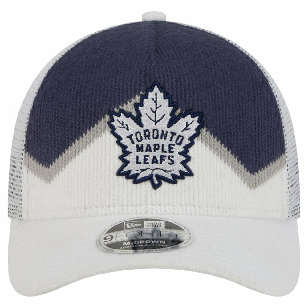 Toronto Maple Leafs - New Era Hockey Sock 9FORTY A-Frame M-Crown Adjustable Trucker Hat White/Blue