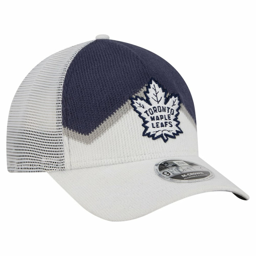 Toronto Maple Leafs - New Era Hockey Sock 9FORTY A-Frame M-Crown Adjustable Trucker Hat White/Blue