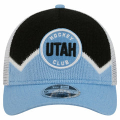 Utah Mammoth - New Era Hockey Sock 9FORTY A-Frame M-Crown Adjustable Trucker Hat Light Blue/Black