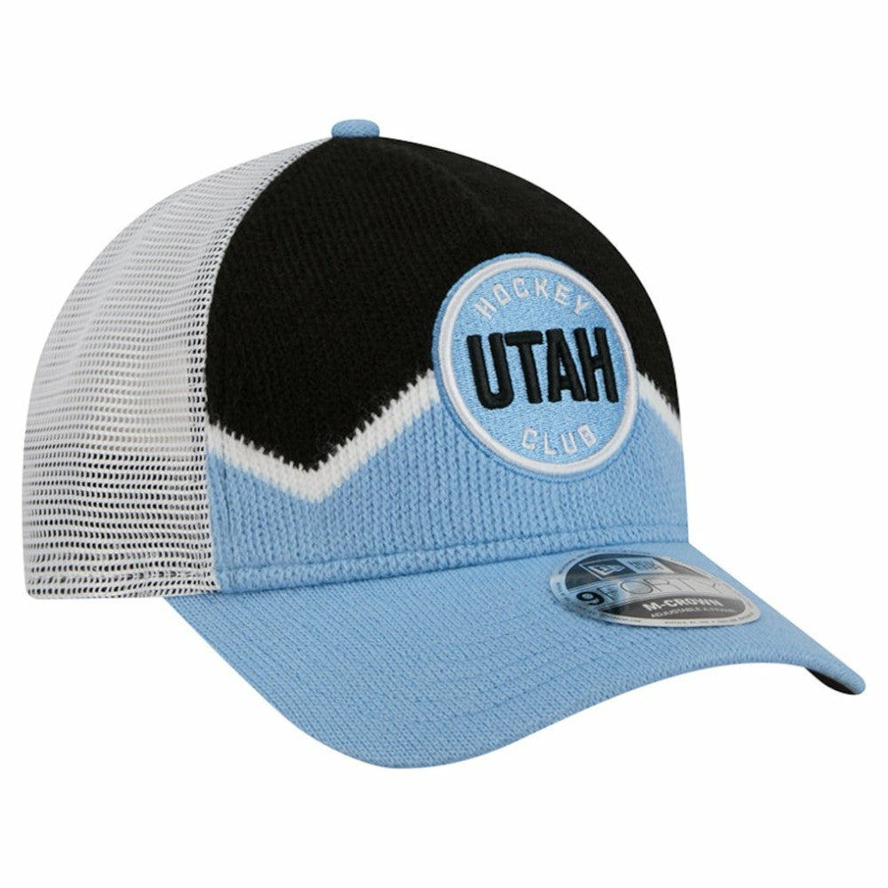 Utah Mammoth - New Era Hockey Sock 9FORTY A-Frame M-Crown Adjustable Trucker Hat Light Blue/Black