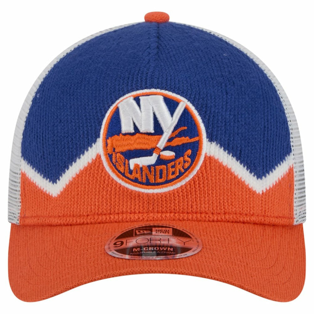 New York Islanders - New Era Hockey Sock 9FORTY A-Frame M-Crown Adjustable Trucker Hat Orange/Royal