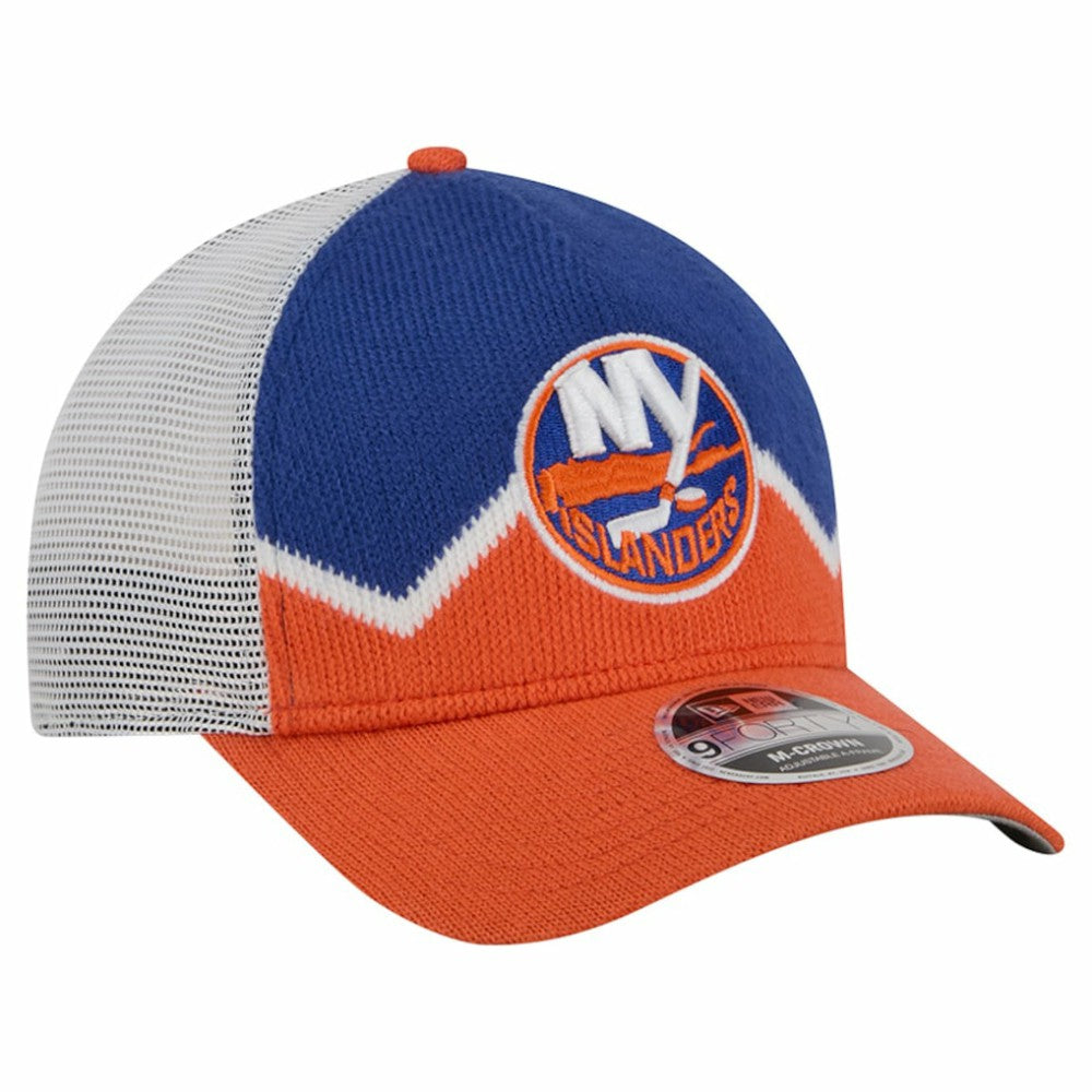 New York Islanders - New Era Hockey Sock 9FORTY A-Frame M-Crown Adjustable Trucker Hat Orange/Royal