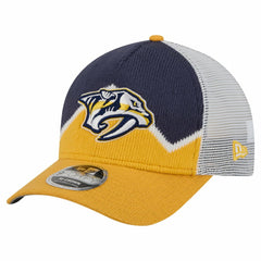 Nashville Predators - New Era Hockey Sock 9FORTY A-Frame M-Crown Adjustable Trucker Hat Gold/Navy