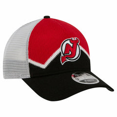 New Jersey Devils - New Era Hockey Sock 9FORTY A-Frame M-Crown Adjustable Trucker Hat Black/Red