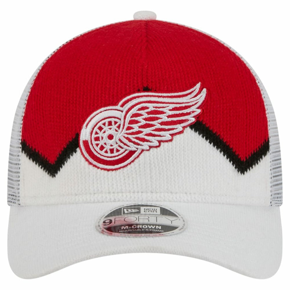 Detroit Red Wings - New Era Hockey Sock 9FORTY A-Frame M-Crown Adjustable Trucker Hat White/Red