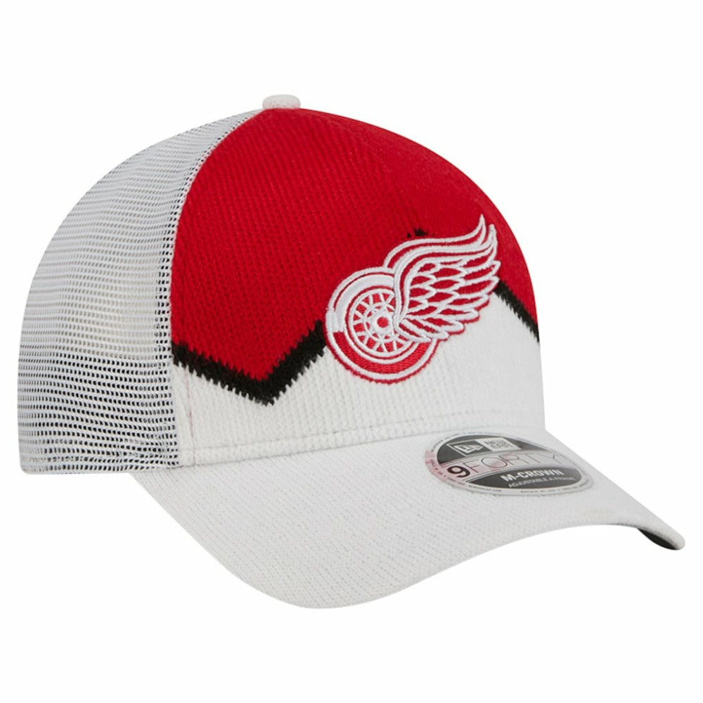 Detroit Red Wings - New Era Hockey Sock 9FORTY A-Frame M-Crown Adjustable Trucker Hat White/Red