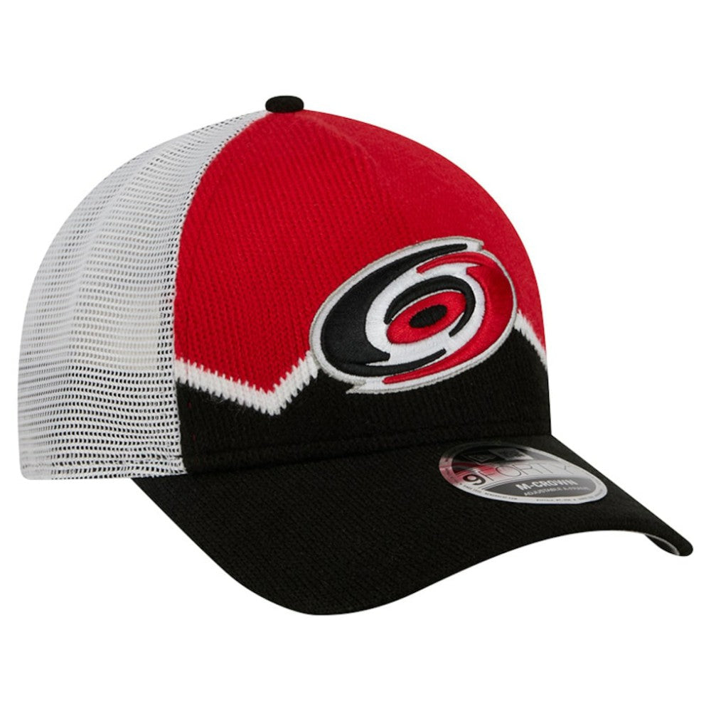 Carolina Hurricanes - New Era Hockey Sock 9FORTY A-Frame M-Crown Adjustable Trucker Hat Black/Red