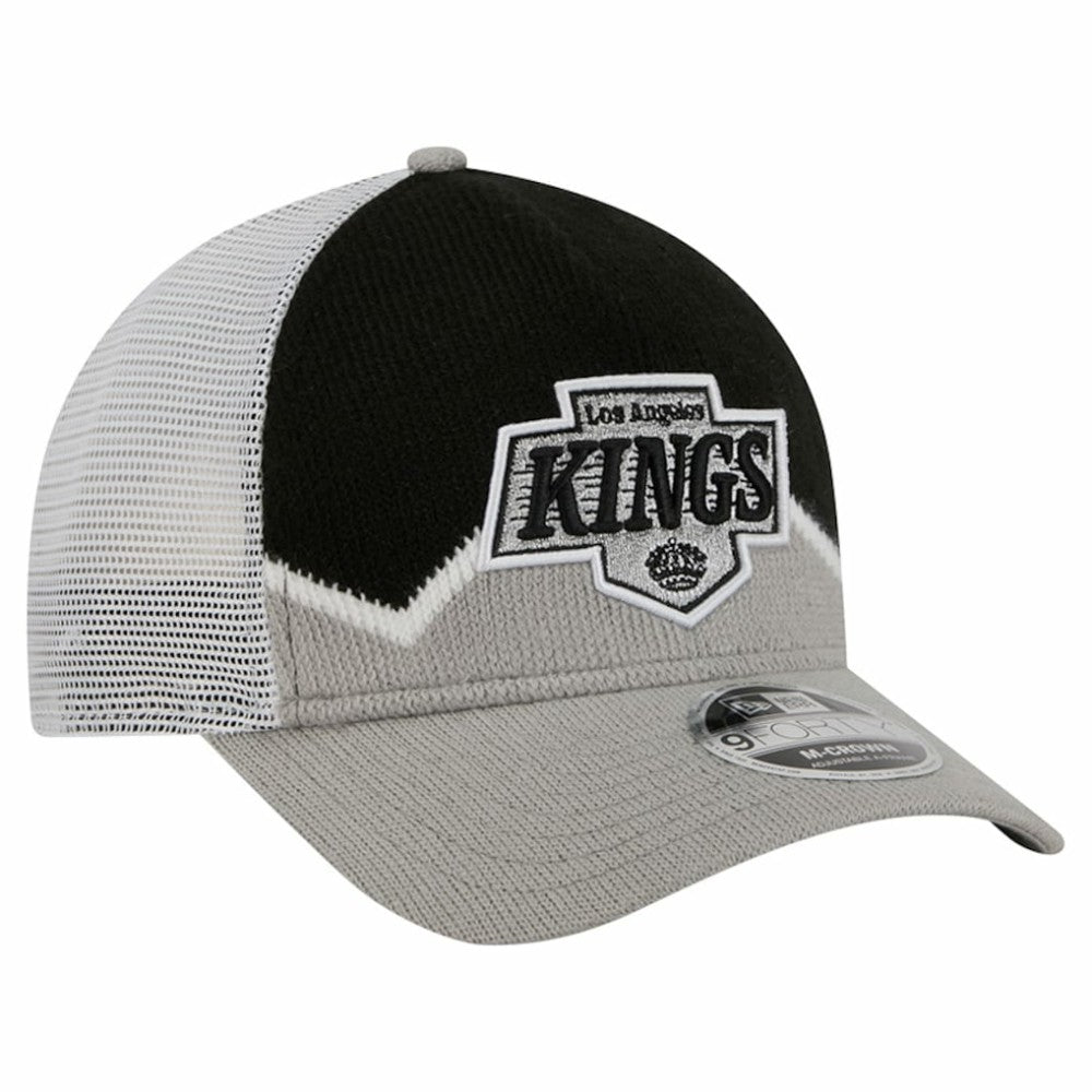 Los Angeles Kings - New Era Hockey Sock 9FORTY A-Frame M-Crown Adjustable Trucker Hat Silver/Black