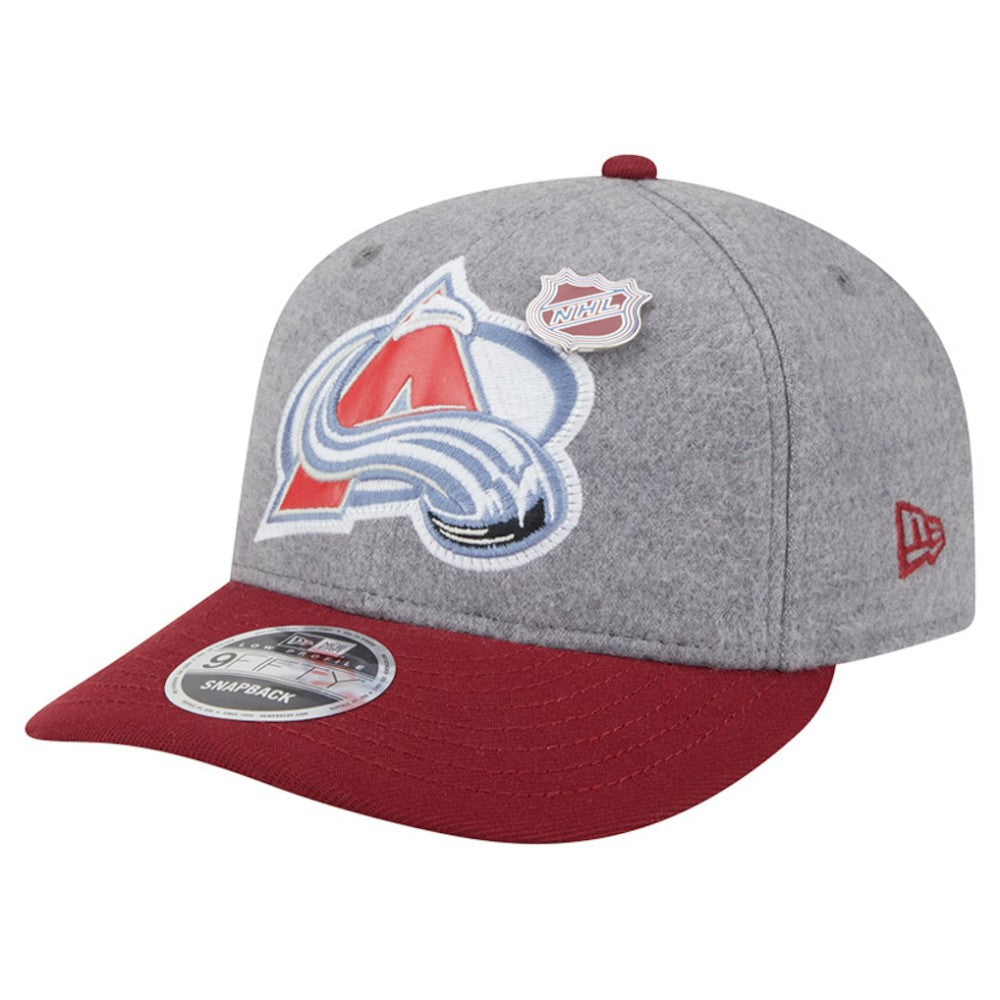Colorado Avalanche - New Era Wool Pin Low Profile 9FIFTY Snapback Hat Gray/Burgundy