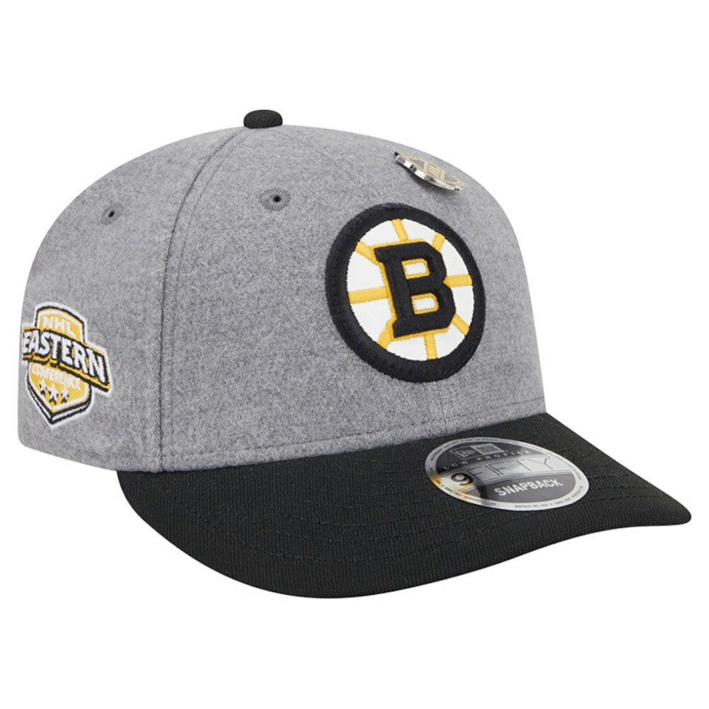 Boston Bruins New Era Wool Pin Low Profile 9FIFTY Snapback Hat Gray/Black
