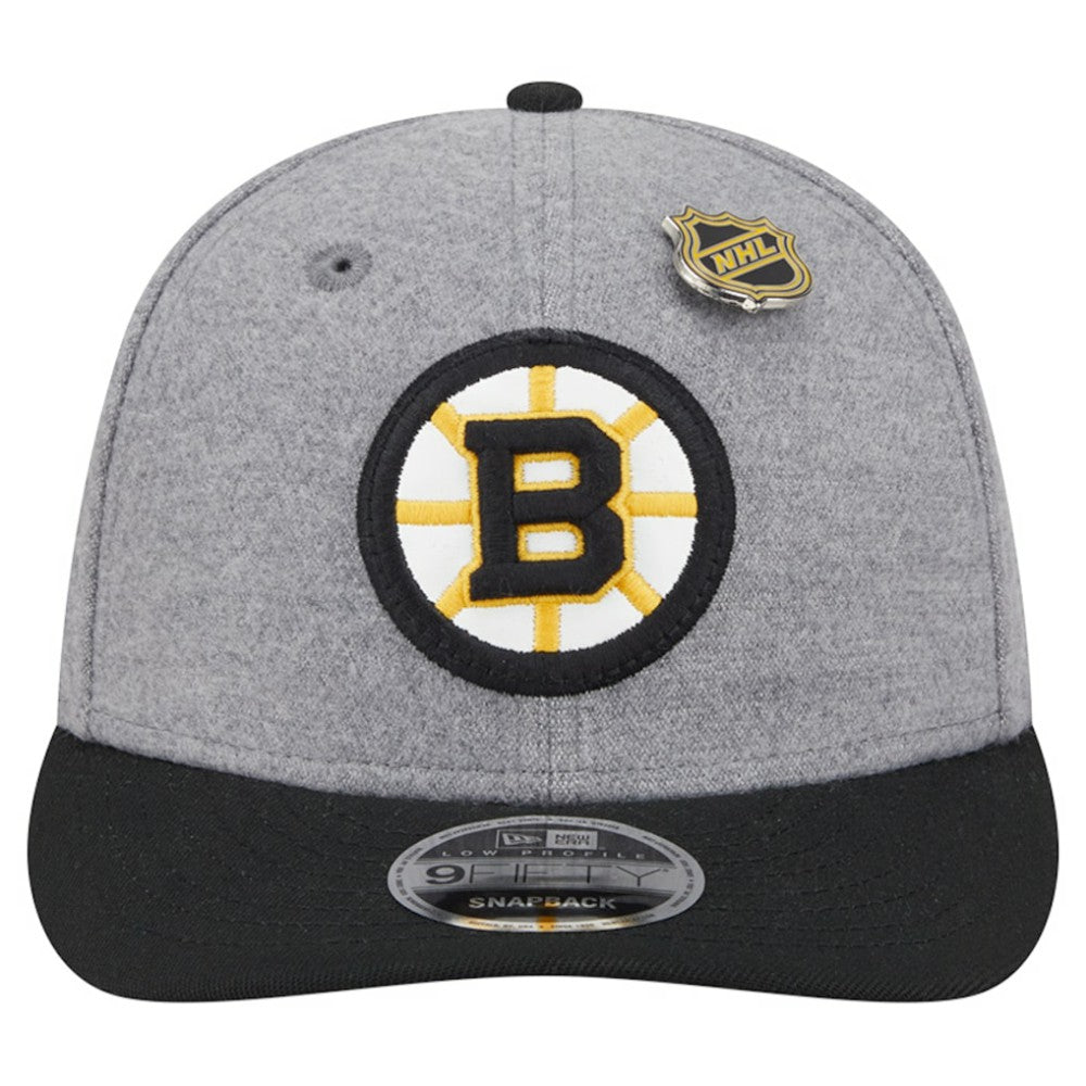 Boston Bruins New Era Wool Pin Low Profile 9FIFTY Snapback Hat Gray/Black