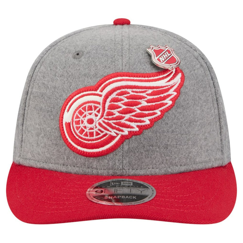 Detroit Red Wings - New Era Wool Pin Low Profile 9FIFTY Snapback Hat Gray/Red