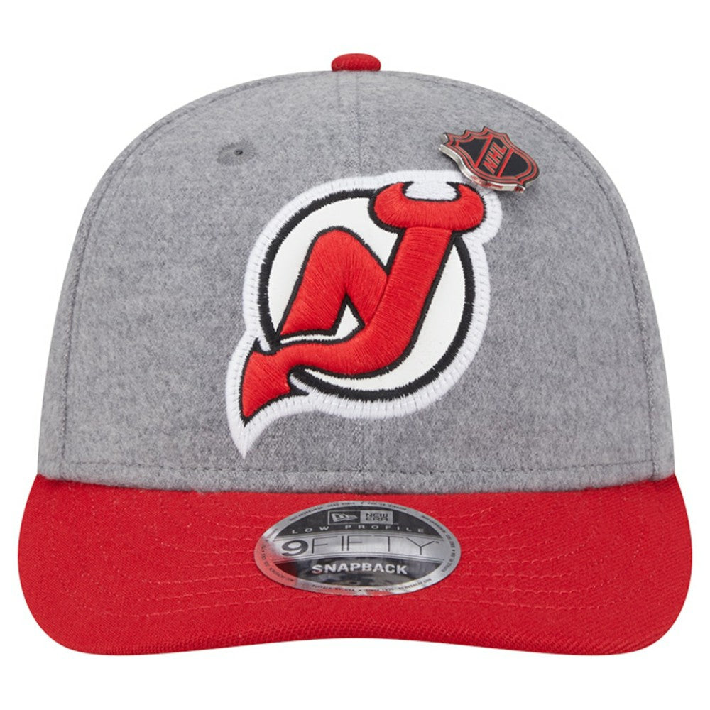 New Jersey Devils - New Era Wool Pin Low Profile 9FIFTY Snapback Hat Gray/Red