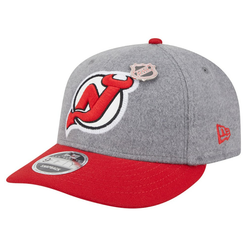 New Jersey Devils - New Era Wool Pin Low Profile 9FIFTY Snapback Hat Gray/Red
