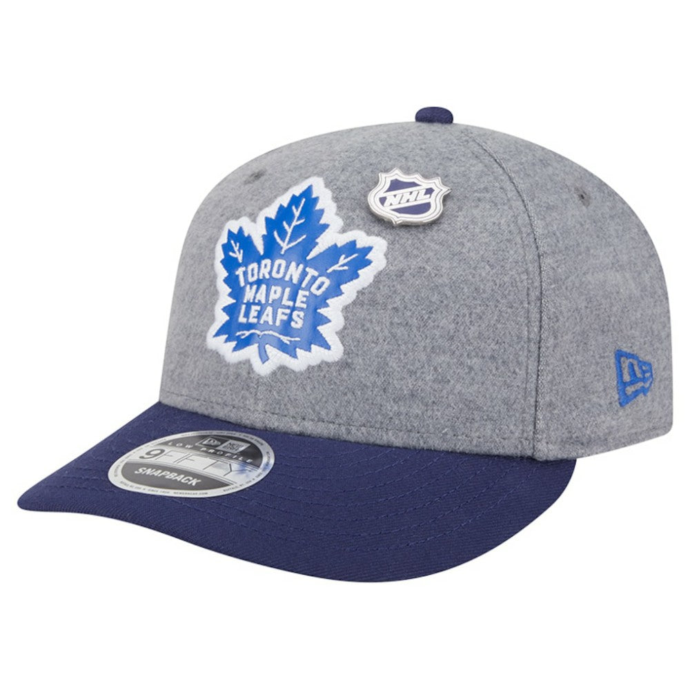 Toronto Maple Leafs - New Era Wool Pin Low Profile 9FIFTY Snapback Hat Gray/Blue