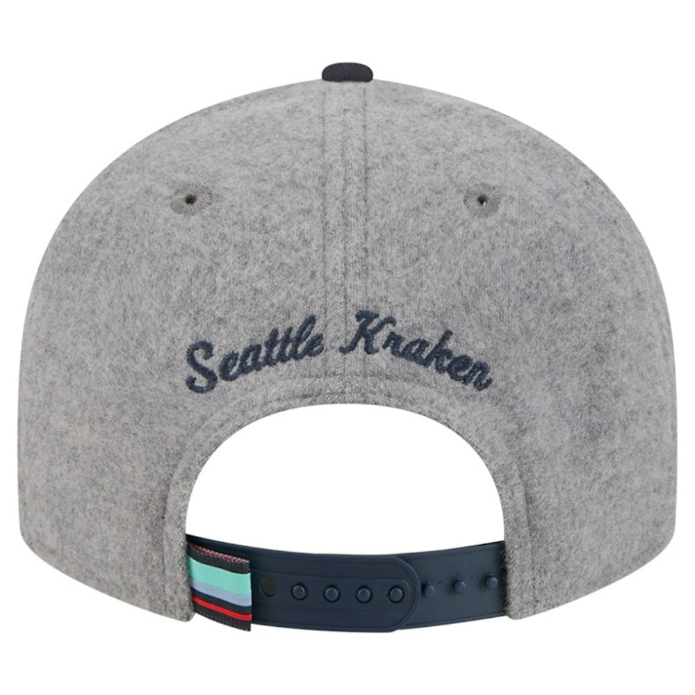 Seattle Kraken New Era Wool Pin Low Profile 9FIFTY Snapback Hat Gray/Deep Sea Blue