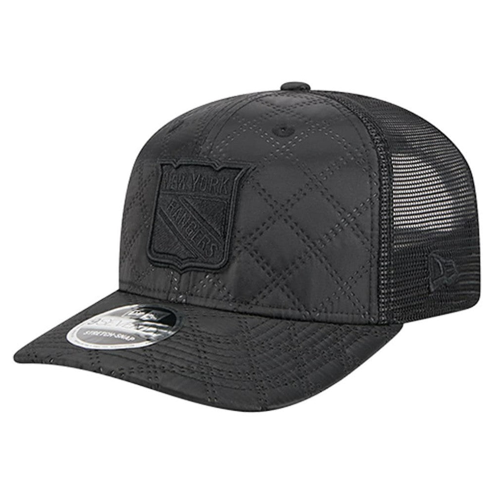 New York Rangers New Era Quilted Nylon 9SEVENTY Adjustable Trucker Hat Black