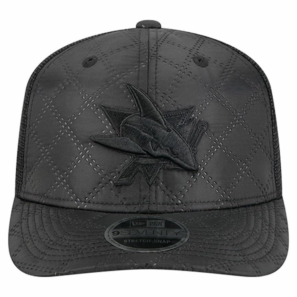 San Jose Sharks - New Era Quilted Nylon 9SEVENTY Adjustable Trucker Hat Black