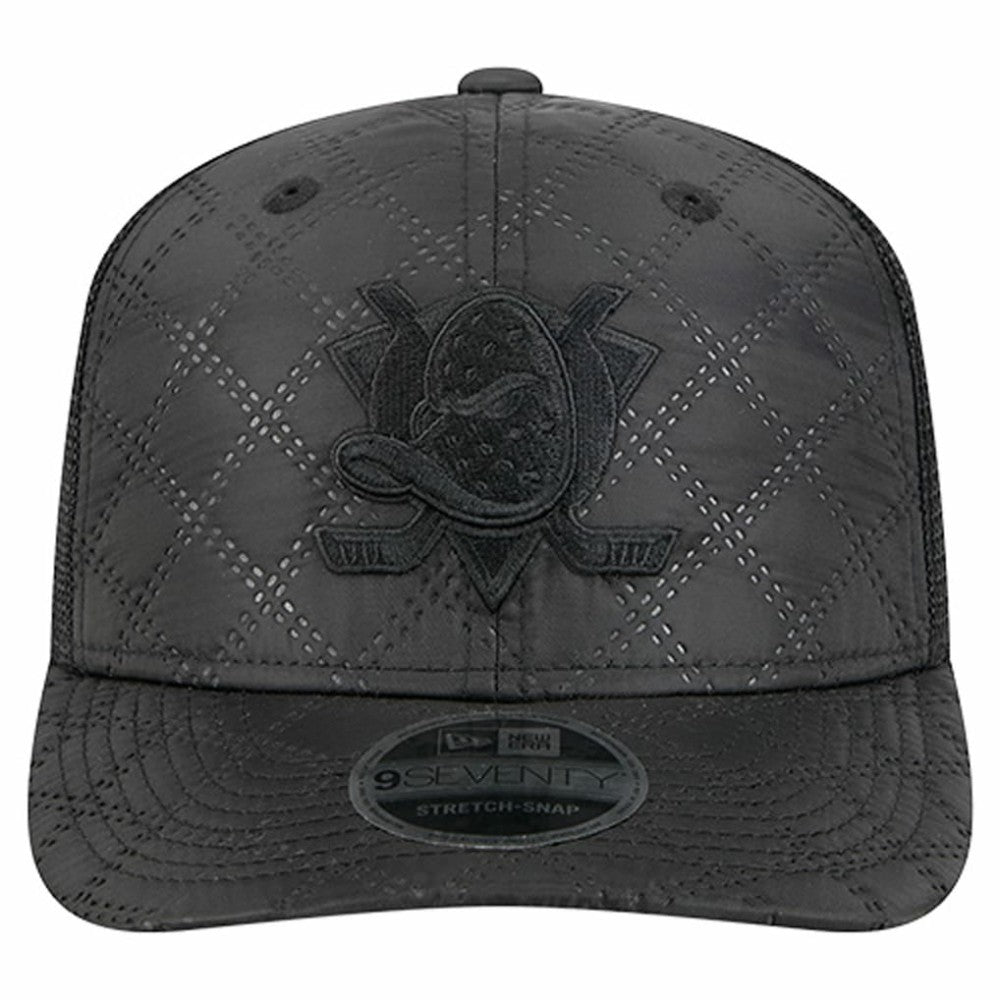 Anaheim Ducks - New Era Quilted Nylon 9SEVENTY Adjustable Trucker Hat Black