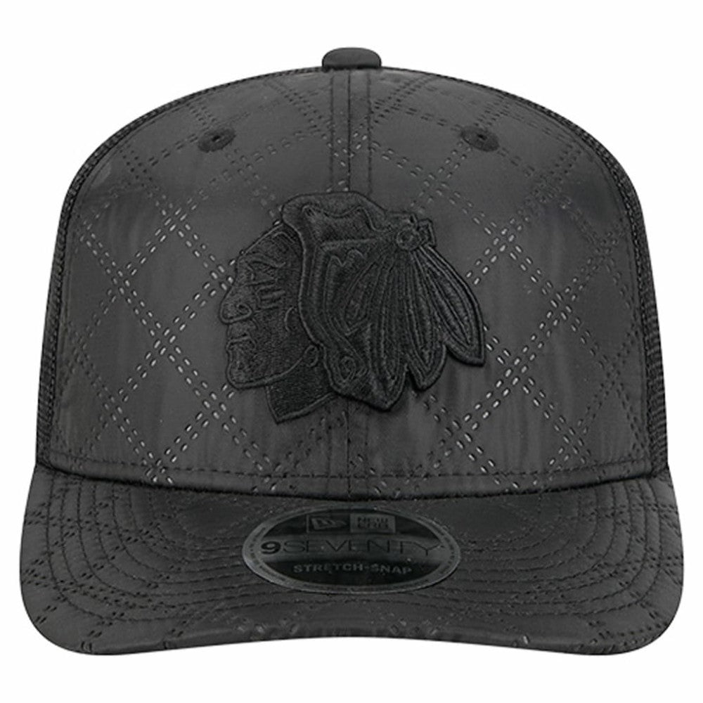 Chicago Blackhawks New Era Quilted Nylon 9SEVENTY Adjustable Trucker Hat Black