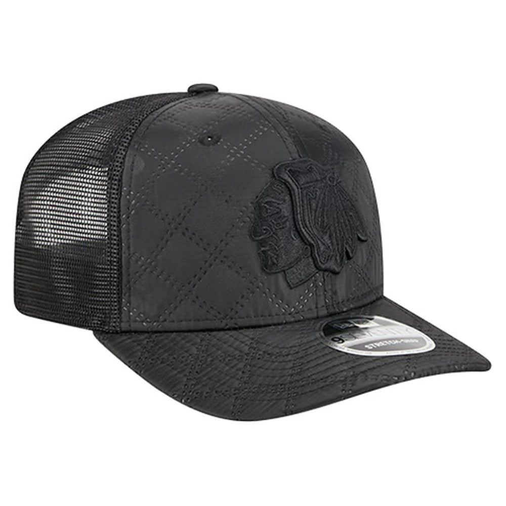 Chicago Blackhawks New Era Quilted Nylon 9SEVENTY Adjustable Trucker Hat Black