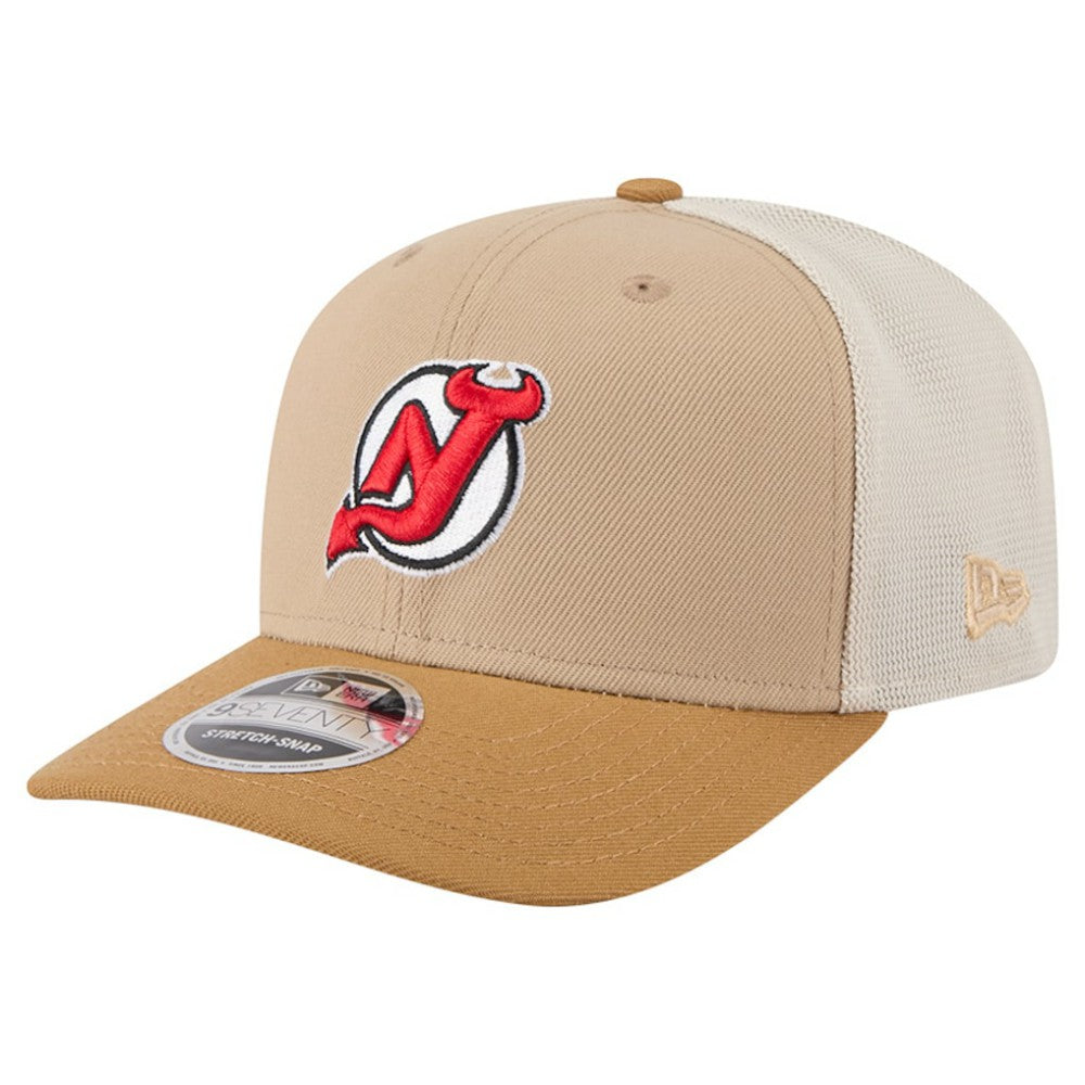 New Jersey Devils - New Era Two-Tone Trucker 9SEVENTY Stretch Snap Adjustable Hat Tan/Light Brown