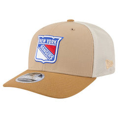 New York Rangers New Era Two-Tone Trucker 9SEVENTY Stretch Snap Adjustable Hat Tan/Light Brown