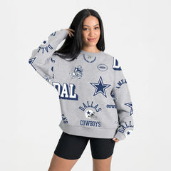 Dallas Cowboys Gameday Couture Women's Always On Repeat Fleece Sweatshirt Heather Gray - NFL