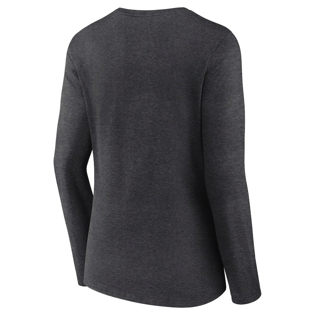 Philadelphia Eagles Women's Super Bowl LIX Quick Pass Long Sleeve V-Neck T-Shirt Heather Charcoal - Fanatics