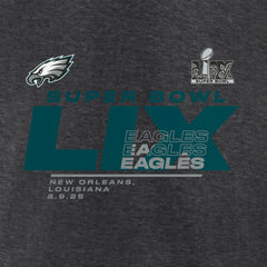 Philadelphia Eagles Women's Super Bowl LIX Quick Pass Long Sleeve V-Neck T-Shirt Heather Charcoal - Fanatics