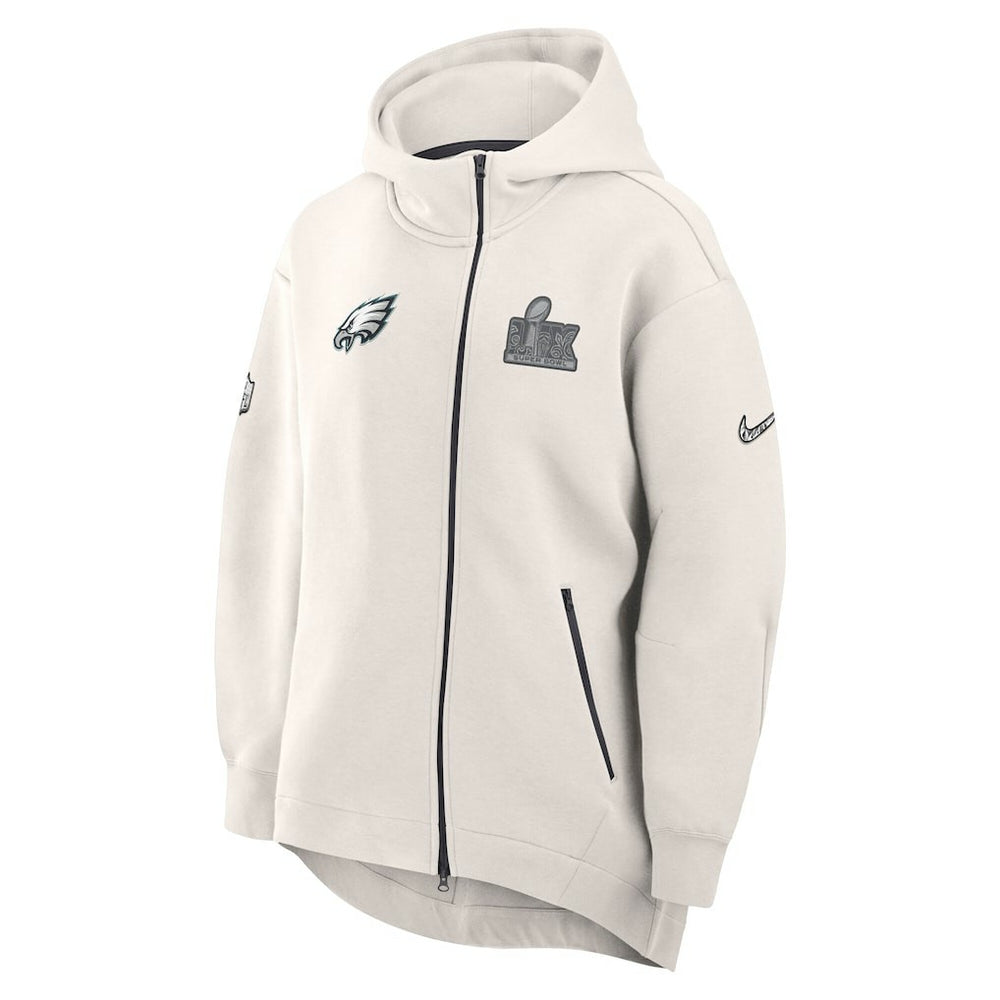Philadelphia Eagles Women's Super Bowl LIX Opening Night Tech Fleece Full-Zip Hoodie Cream - Nike