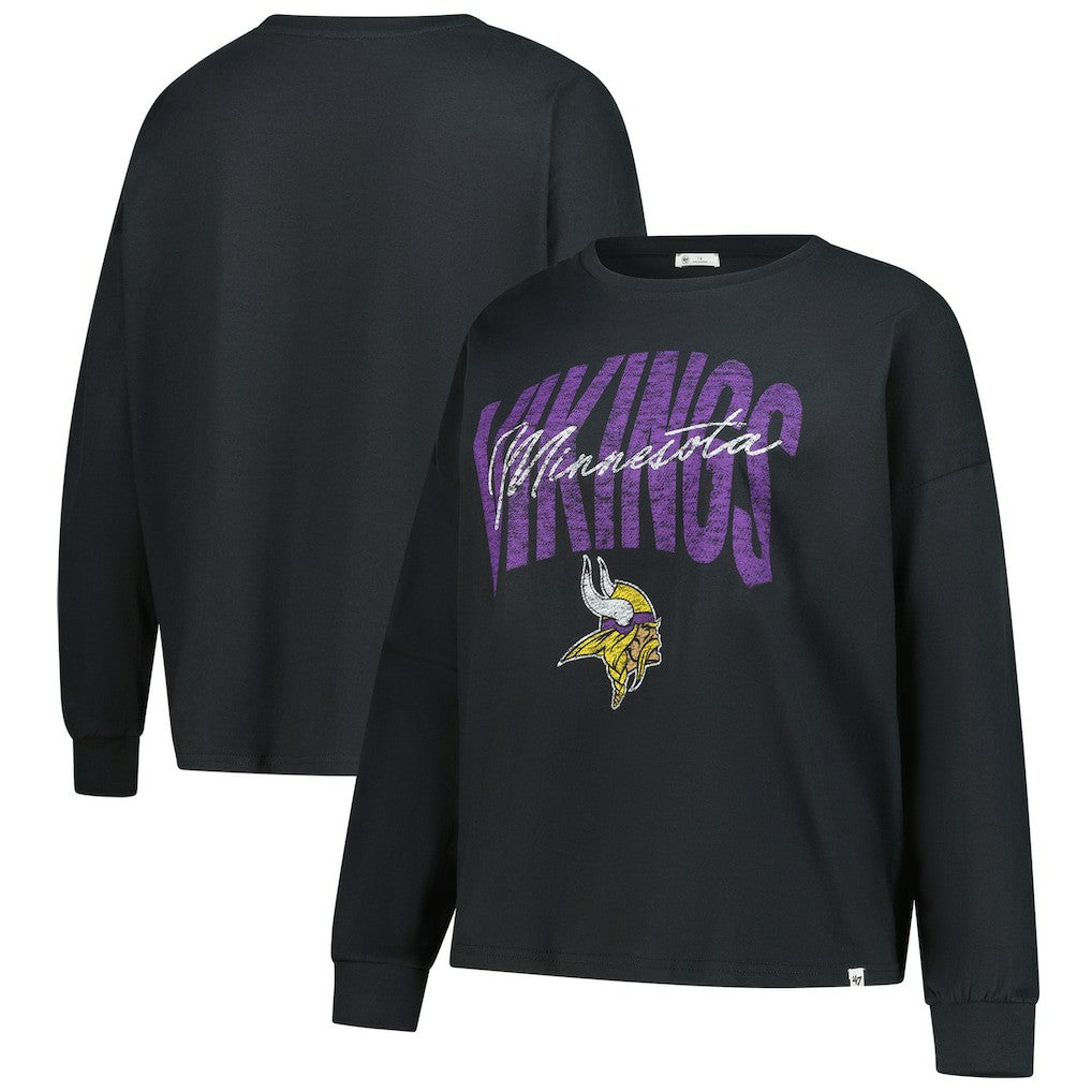 Minnesota Vikings '47 Women's Plus Size Muse Sydney Long Sleeve T-Shirt Black - 47 brand