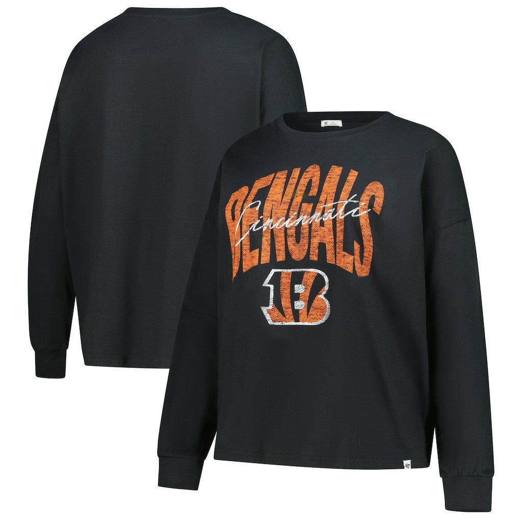 Cincinnati Bengals '47 Women's Plus Size Muse Sydney Long Sleeve T-Shirt Black - 47 brand