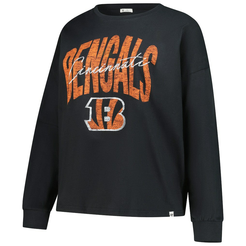Cincinnati Bengals '47 Women's Plus Size Muse Sydney Long Sleeve T-Shirt Black - 47 brand