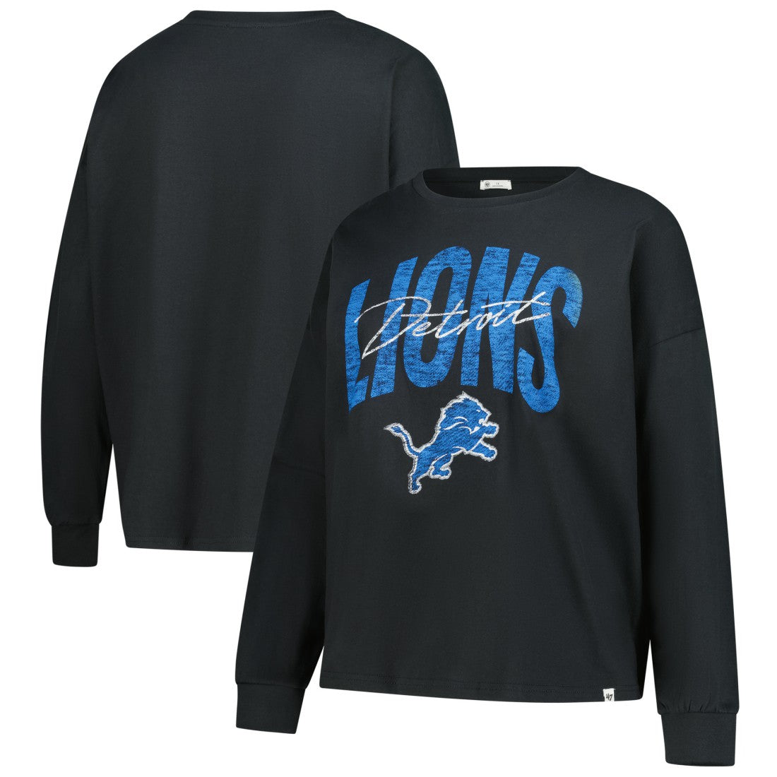 Detroit Lions '47 Women's Plus Size Muse Sydney Long Sleeve T-Shirt Black - 47 brand