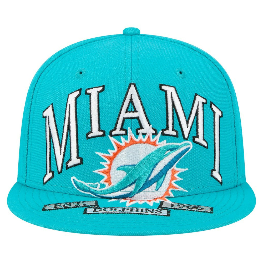 Miami Dolphins New Era Oversized 59FIFTY Fitted Hat Aqua - NFL