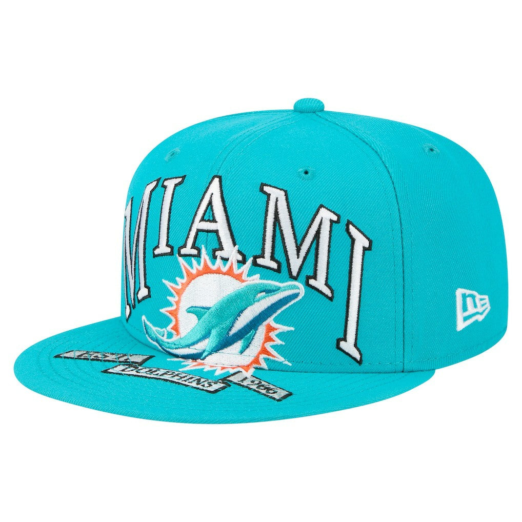 Miami Dolphins New Era Oversized 59FIFTY Fitted Hat Aqua - NFL