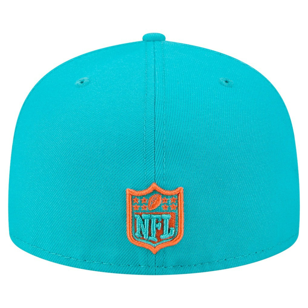 Miami Dolphins New Era Oversized 59FIFTY Fitted Hat Aqua - NFL