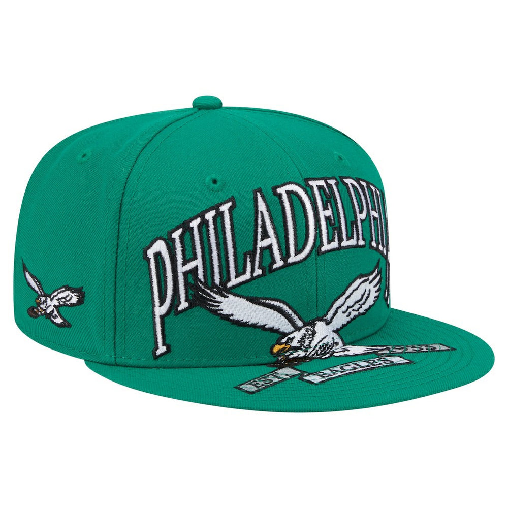 Philadelphia Eagles New Era Throwback Oversized 59FIFTY Fitted Hat Kelly Green - NFL
