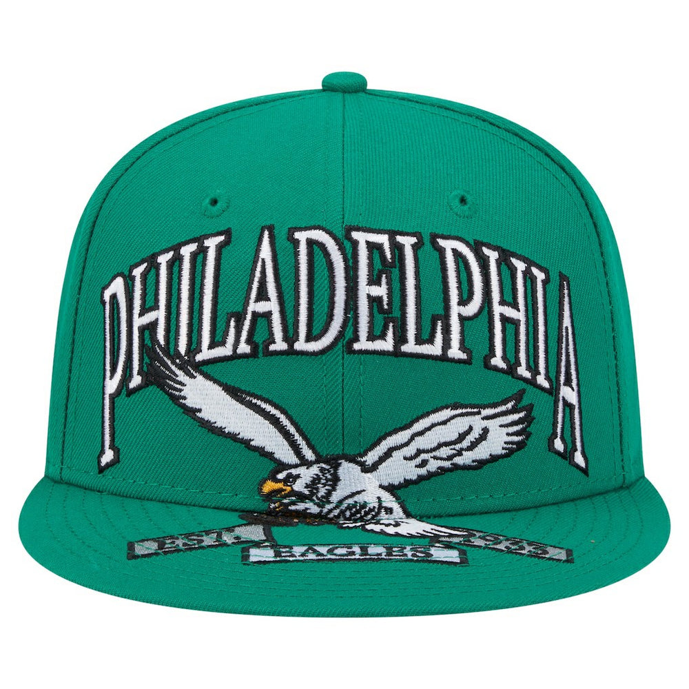 Philadelphia Eagles New Era Throwback Oversized 59FIFTY Fitted Hat Kelly Green - NFL