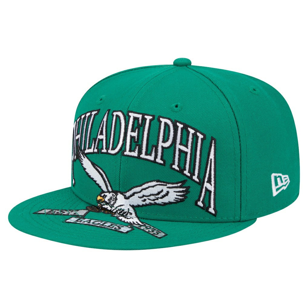 Philadelphia Eagles New Era Throwback Oversized 59FIFTY Fitted Hat Kelly Green - NFL