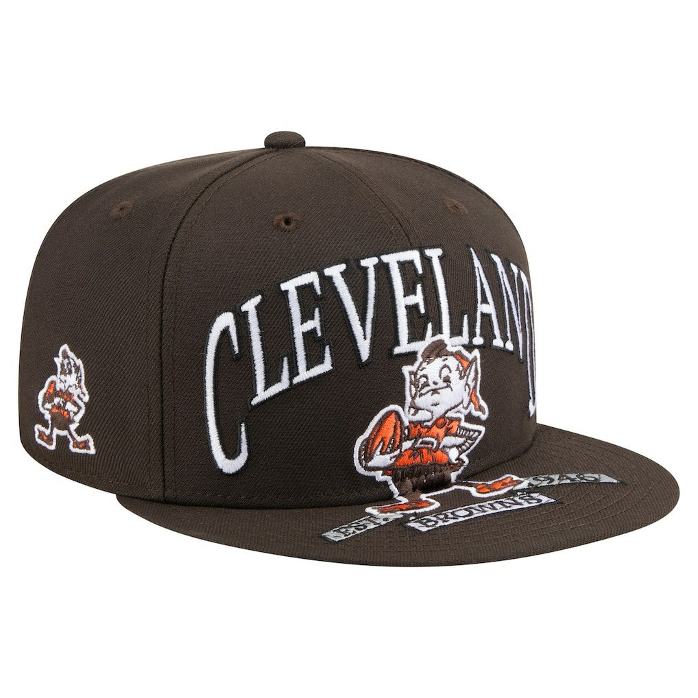 Cleveland Browns New Era Throwback Oversized 59FIFTY Fitted Hat Brown - NFL