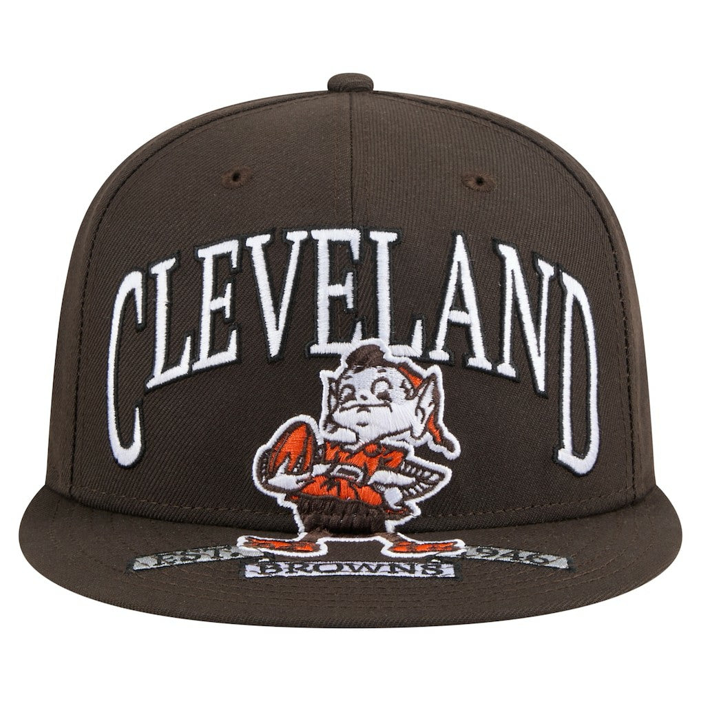 Cleveland Browns New Era Throwback Oversized 59FIFTY Fitted Hat Brown - NFL