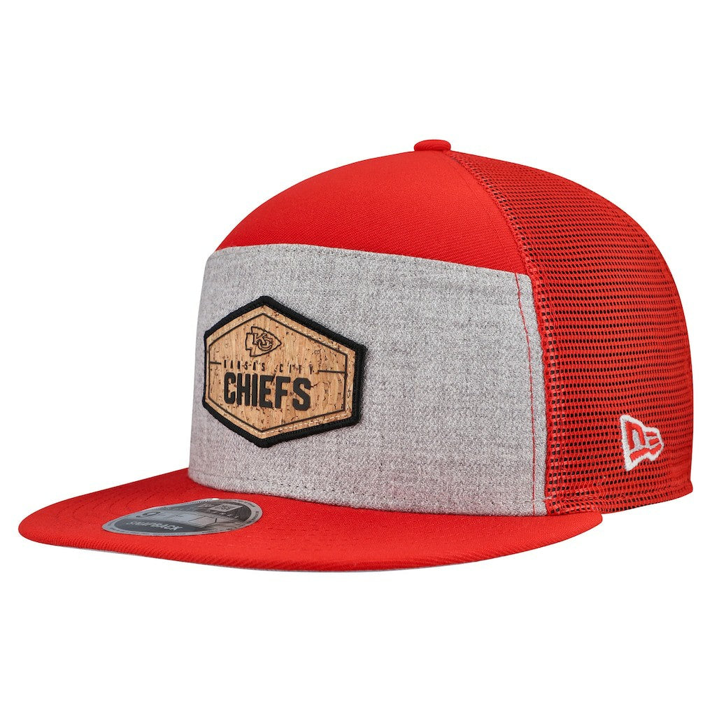 Kansas City Chiefs New Era Cork Split Panel 9FIFTY Trucker Snapback Hat Gray/Red - NFL
