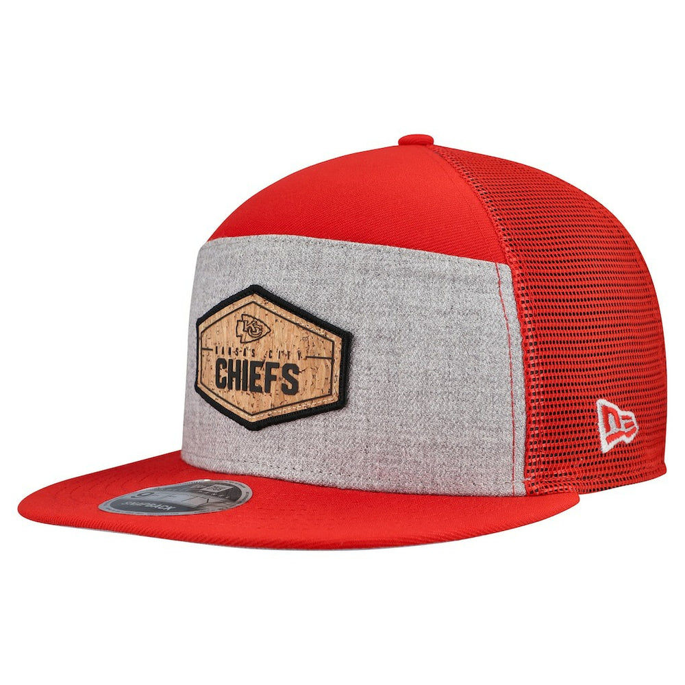 Kansas City Chiefs New Era Cork Split Panel 9FIFTY Trucker Snapback Hat Gray/Red - NFL