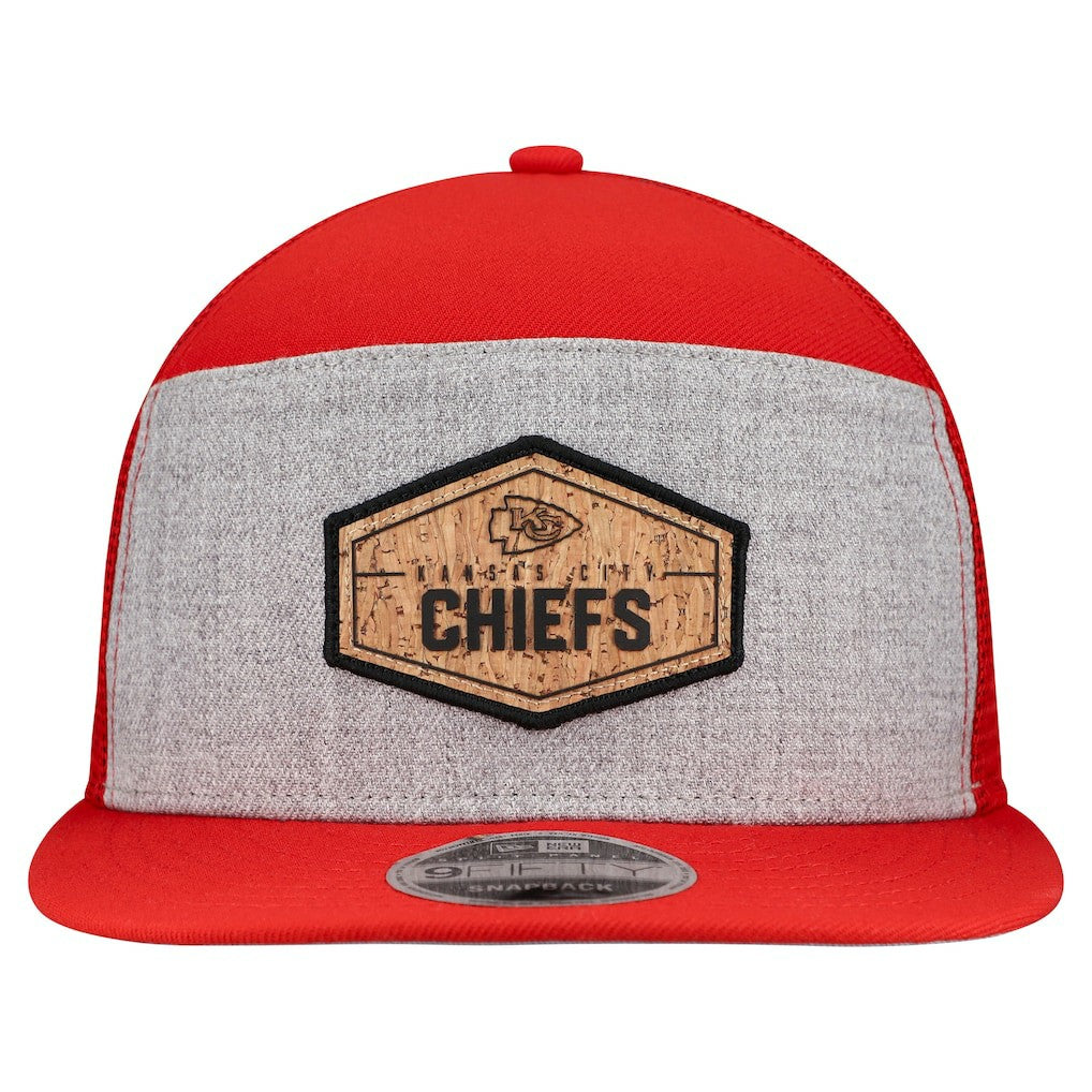 Kansas City Chiefs New Era Cork Split Panel 9FIFTY Trucker Snapback Hat Gray/Red - NFL