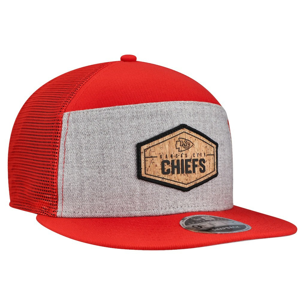 Kansas City Chiefs New Era Cork Split Panel 9FIFTY Trucker Snapback Hat Gray/Red - NFL