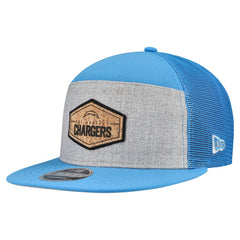 Los Angeles Chargers New Era Cork Split Panel 9FIFTY Trucker Snapback Hat Gray/Powder Blue - NFL
