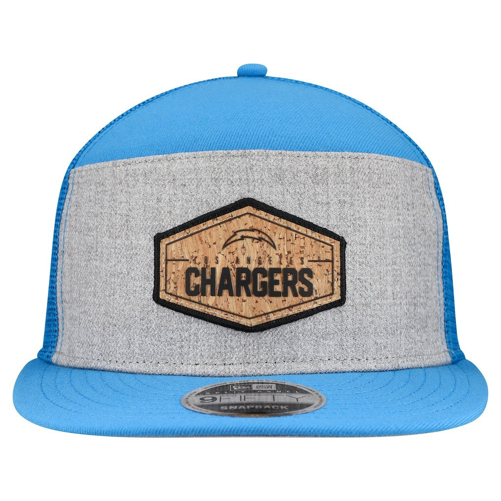 Los Angeles Chargers New Era Cork Split Panel 9FIFTY Trucker Snapback Hat Gray/Powder Blue - NFL
